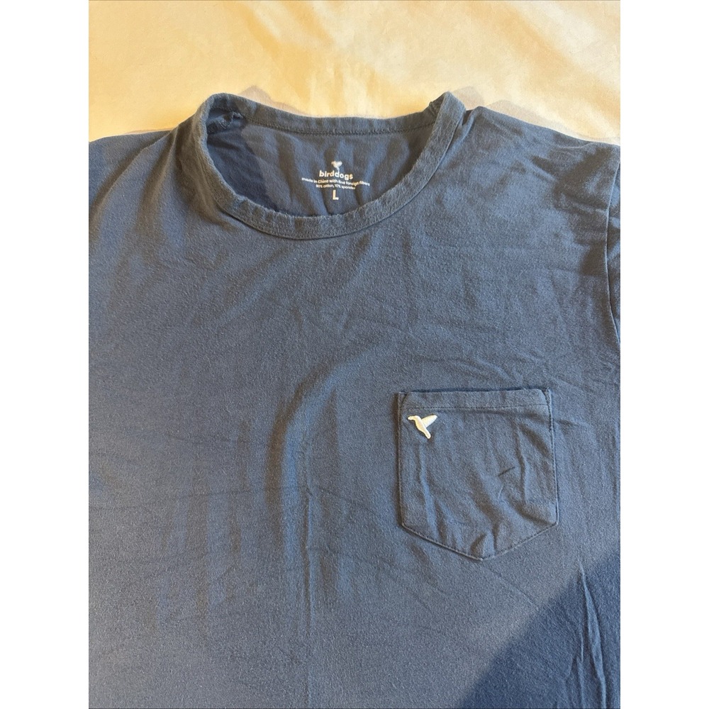 Birddogs Pocket Shirt Mens L Blue Short Sleeve Pullover Crewneck T-Shirt
